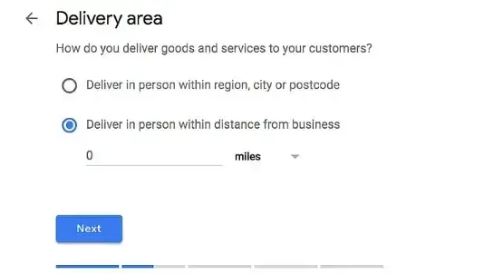 screenshot of “delivery area” from google business profiles.