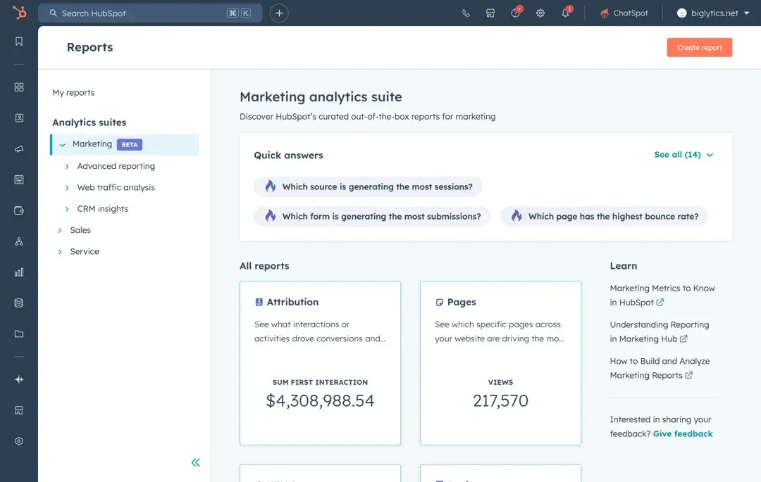 ai email marketing tools: hubspot
